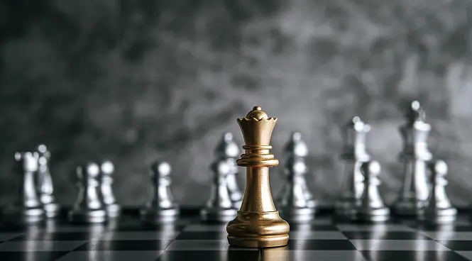 Chess pieces representing strategic business decisions